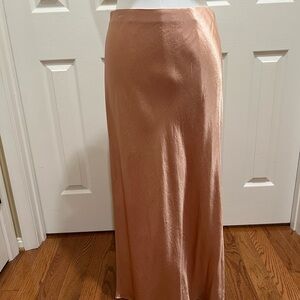 Vince Satin Midi Skirt in Rose Gold